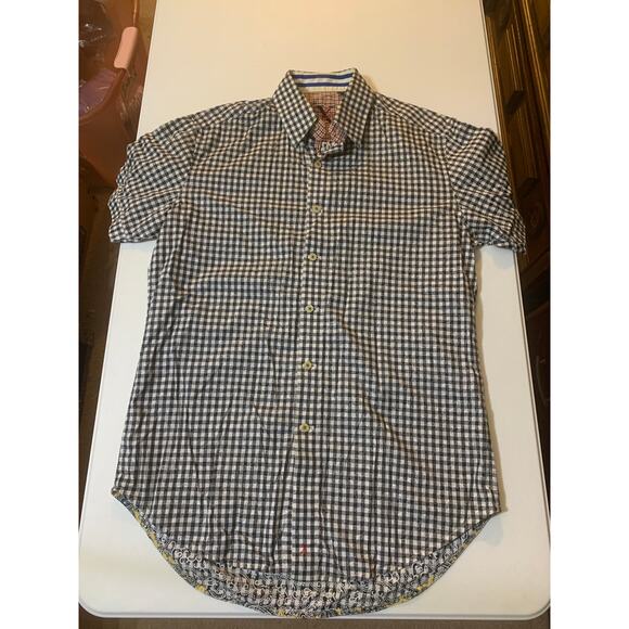 Robert Graham Plaid Paisley Button Down Shirt Short Sleeve Size Small - Picture 7 of 11